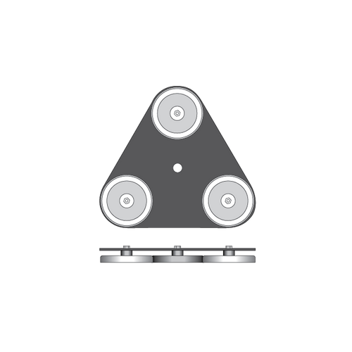 MAGNETIC MOUNT FOR LIGHT DUTY WHIPS (BW7,BW5,5L). TRIANGLE PLATE W/ THREE 3